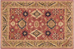 handmade Geometric Kafkaz Rust Lt. Green Hand Knotted RECTANGLE 100% WOOL area rug 9' x 12'