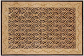 9x12 hand knotted transitional wool rug in black and tan - Boho Chic Danyell