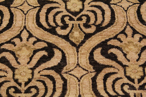 handmade Transitional Kafkaz Black Tan Hand Knotted RECTANGLE 100% WOOL area rug 9' x 12'