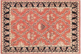 9x12 hand knotted transitional wool rug in orange and black - Bohemian Williema