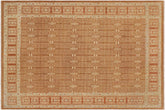 9x12 hand knotted transitional wool rug in brown and rust - Chic Tai