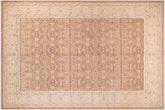 9x12 hand knotted transitional wool rug in brown and beige - Boho Chic Beula