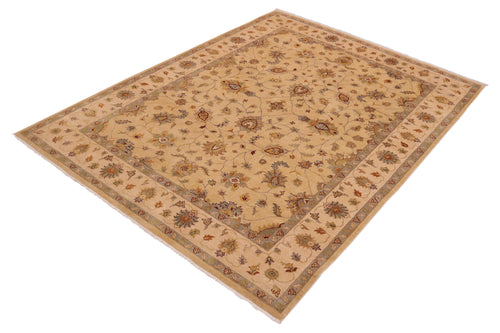 handmade Transitional Kafkaz Tan Beige Hand Knotted RECTANGLE 100% WOOL area rug 9' x 12'