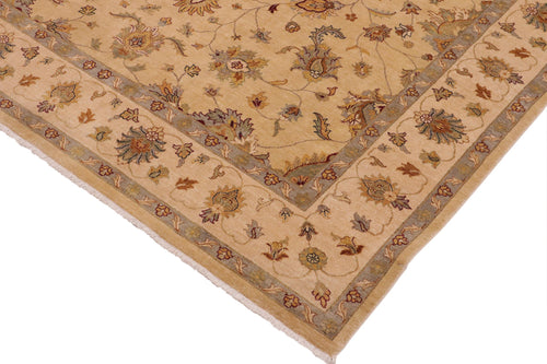 handmade Transitional Kafkaz Tan Beige Hand Knotted RECTANGLE 100% WOOL area rug 9' x 12'