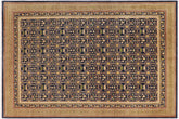 9x12 hand knotted transitional wool rug in blue and green - Bohemian Mallie