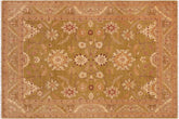 9x12 hand knotted Ziegler wool rug in green and brown - Bohemian Ziegler Lala