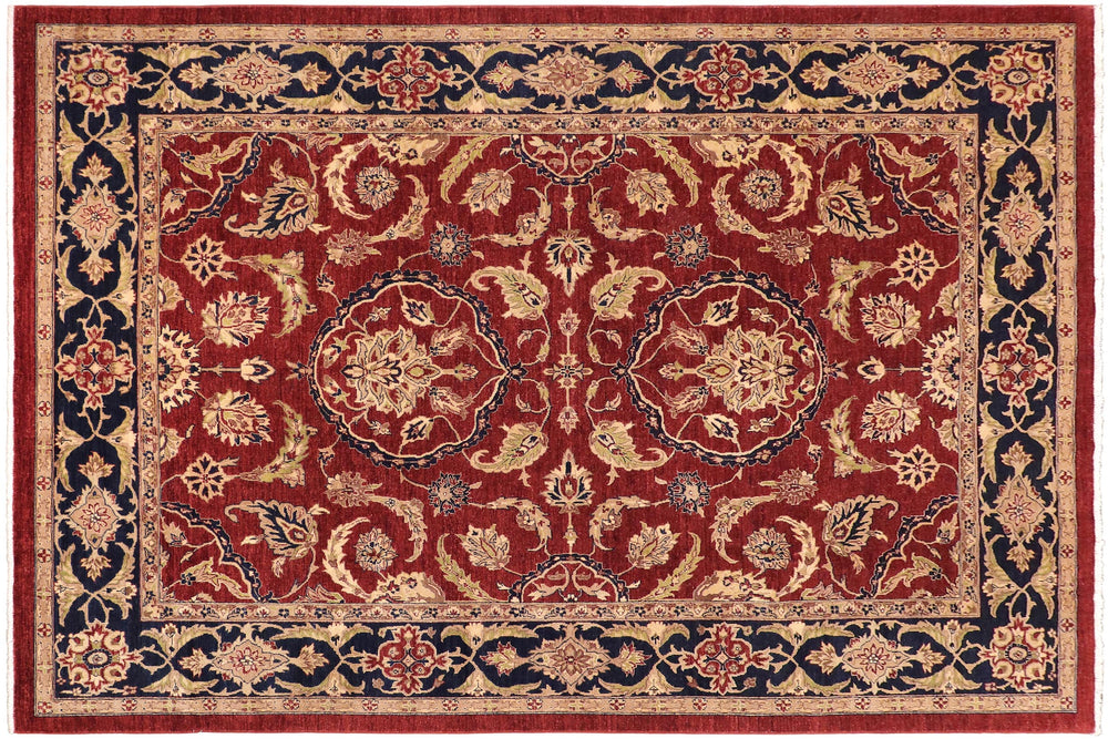 handmade Traditional Kafkaz Red Blue Hand Knotted RECTANGLE 100% WOOL area rug 9x12