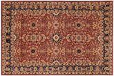 10x13 hand knotted transitional wool rug in rust and blue - Classic Jeanmari