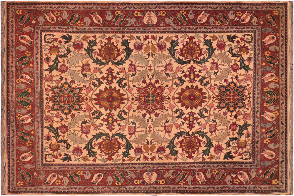 handmade Geometric Kargahi Beige Rust Hand Knotted RECTANGLE 100% WOOL area rug 8x11