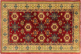 handmade Geometric Sherwan Red Gold Hand Knotted RECTANGLE 100% WOOL area rug 4x6
