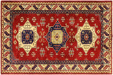 4x6 hand knotted Shirwan wool rug in red and beige - Rustic Shirwan James