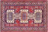 5x6 hand knotted Shirwan wool rug in red and beige - Tribal Shirwan Shella