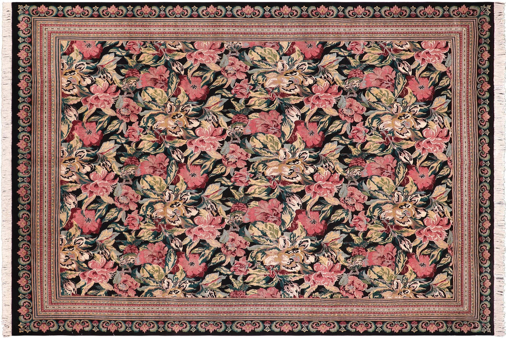 handmade Transitional Basarabian Black Black Hand Knotted RECTANGLE 100% WOOL area rug 9x12