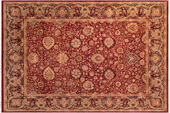 handmade Transitional Anmol Agra Red Blue Hand Knotted RECTANGLE 100% WOOL area rug 9x12