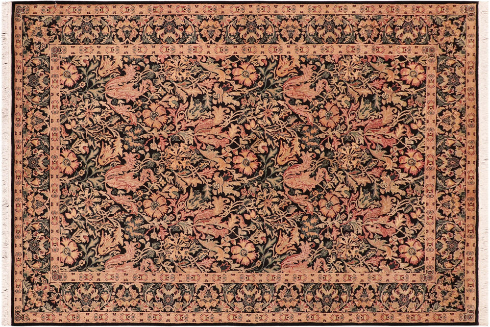 handmade Transitional Gulshan Black Red Hand Knotted RECTANGLE 100% WOOL area rug 6x9