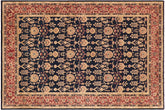 9x12 hand knotted transitional wool rug in blue and rust - Chic Jon