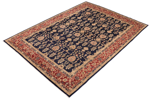 handmade Transitional Kafkaz Blue Red Hand Knotted RECTANGLE 100% WOOL area rug 9' x 12'