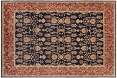9x12 hand knotted transitional wool rug in blue and red - Boho Chic Jerica