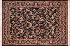 handmade Transitional Lily Black Brown Hand Knotted RECTANGLE 100% WOOL area rug 8x10
