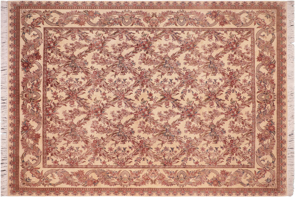 handmade Transitional Basan Beige Brown Hand Knotted RECTANGLE 100% WOOL area rug 8x10