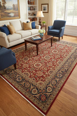 handmade Transitional Agra Tabriz Rust Hand Knotted RECTANGLE 100% WOOL area rug 9x12