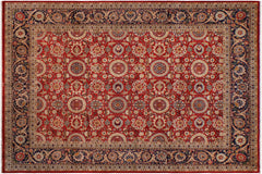 handmade Transitional Agra Tabriz Rust Hand Knotted RECTANGLE 100% WOOL area rug 9x12
