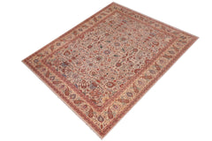 handmade Traditional Green Ivory Hand Knotted RECTANGLE 100% WOOL area rug 7' x 10'