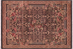 handmade Traditional Rasmi Romal Black Brown Hand Knotted RECTANGLE 100% WOOL area rug 8x11