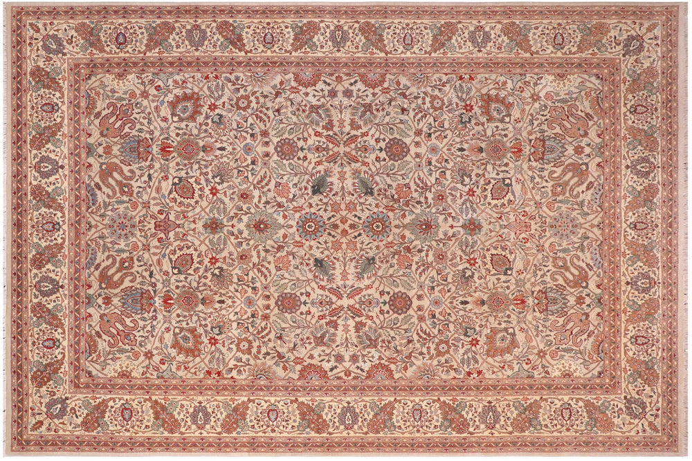 handmade Traditional Lt. Gray Gold Hand Knotted RECTANGLE 100% WOOL area rug 10' x 14'