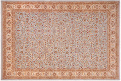 handmade Transitional Lt. Blue Ivory Hand Knotted RECTANGLE 100% WOOL area rug 10' x 14'