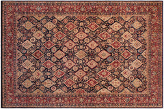 handmade Traditional Kirman Blue Red Hand Knotted RECTANGLE 100% WOOL area rug 9x12