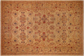 9x12 hand knotted vintage Lavastone low pile wool rug in gold and rust - Lavastone Moriah