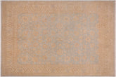9x12 hand knotted Ziegler wool rug in blue and tan - Classic Ziegler Ludivina
