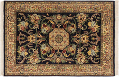 handmade Traditional Anarlaki Blue Beige Hand Knotted RECTANGLE 100% WOOL area rug 4x6