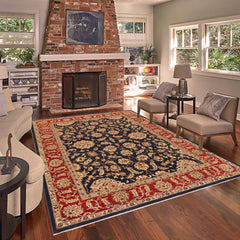 handmade Traditional Kafkaz Navy Red Hand Knotted RECTANGLE 100% WOOL area rug 9x11