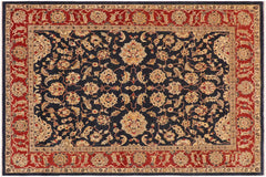 handmade Traditional Kafkaz Navy Red Hand Knotted RECTANGLE 100% WOOL area rug 9x11