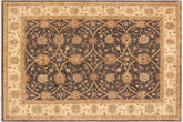 9x12 hand knotted transitional wool rug in charcoal and beige - Chic Brian