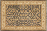 9x12 hand knotted transitional wool rug in gray and beige - Boho Chic Ronald