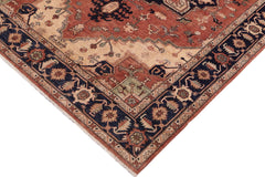 handmade Traditional Kafkaz Rust Blue Hand Knotted RECTANGLE 100% WOOL area rug 9' x 12'