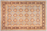 10x14 hand knotted transitional wool rug in blue and brown - Oriental Clemenci
