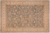 10x13 hand knotted Ziegler wool rug in blu and tan - Chic Ziegler Carry Grayish