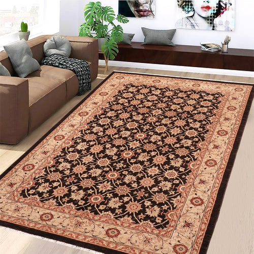 handmade Transitional Kafkaz Brown Beige Hand Knotted RECTANGLE 100% WOOL area rug 6' x 9'