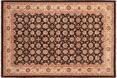 6x9 hand knotted transitional wool rug in brown and beige - Bohemian Bulah