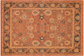 8x9 hand knotted vintage Lavastone low pile wool rug in rust and blue - Lavastone Gary