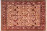 handmade Transitional Mujahid Tan Red Hand Knotted RECTANGLE 100% WOOL area rug 8x10