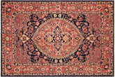 6x8 hand knotted Ziegler wool rug in blue and orange - Bohemian Ziegler Frank