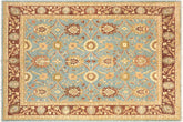 8x10 hand knotted Ziegler wool rug in blue and brown - Bohemian Ziegler Andrew