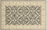 4x6 hand knotted transitional wool rug in charcoal and blue - Chic Jack