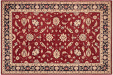 6x9 hand knotted Ziegler wool rug in red and blue - Bohemian Ziegler Valene