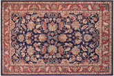 6x9 hand knotted Ziegler wool rug in blue - Chic Ziegler Un Blue/
